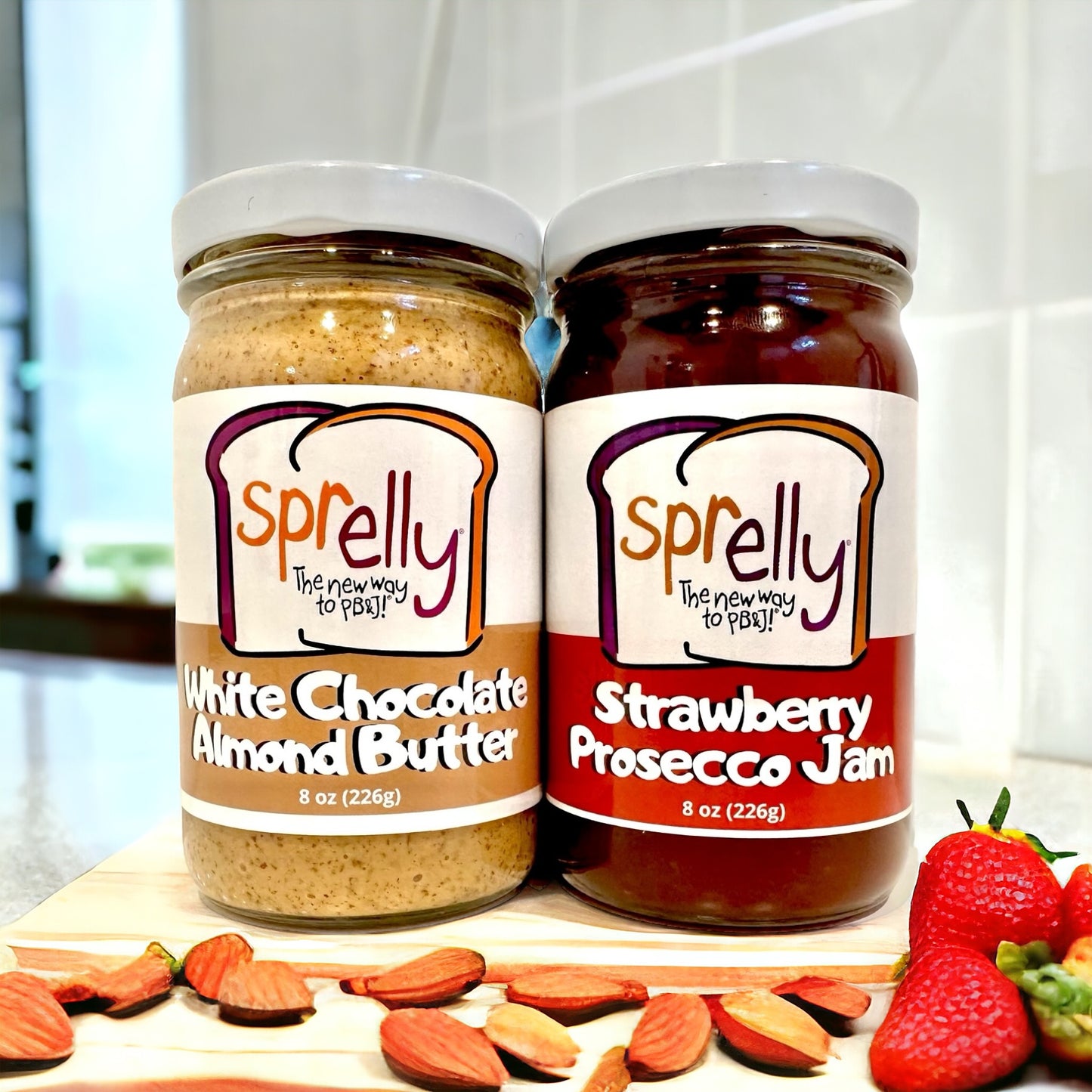 White Chocolate Almond Butter + Strawberry Prosecco Jam